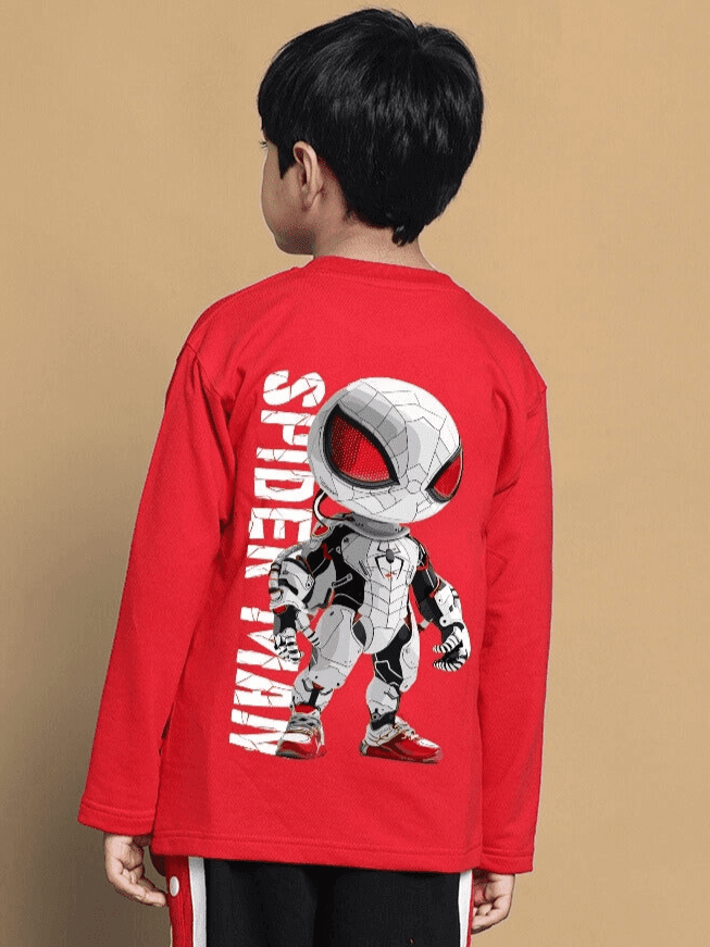 SPIDERROBO SWEATSHIRT FOR BOYS GIRLS RED - KIDS SWEATSHIRT