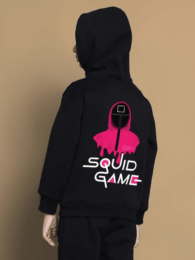 SQUID OVERSIZED HOODIE BOYS & GIRLS BLACK - KIDS HOODIE
