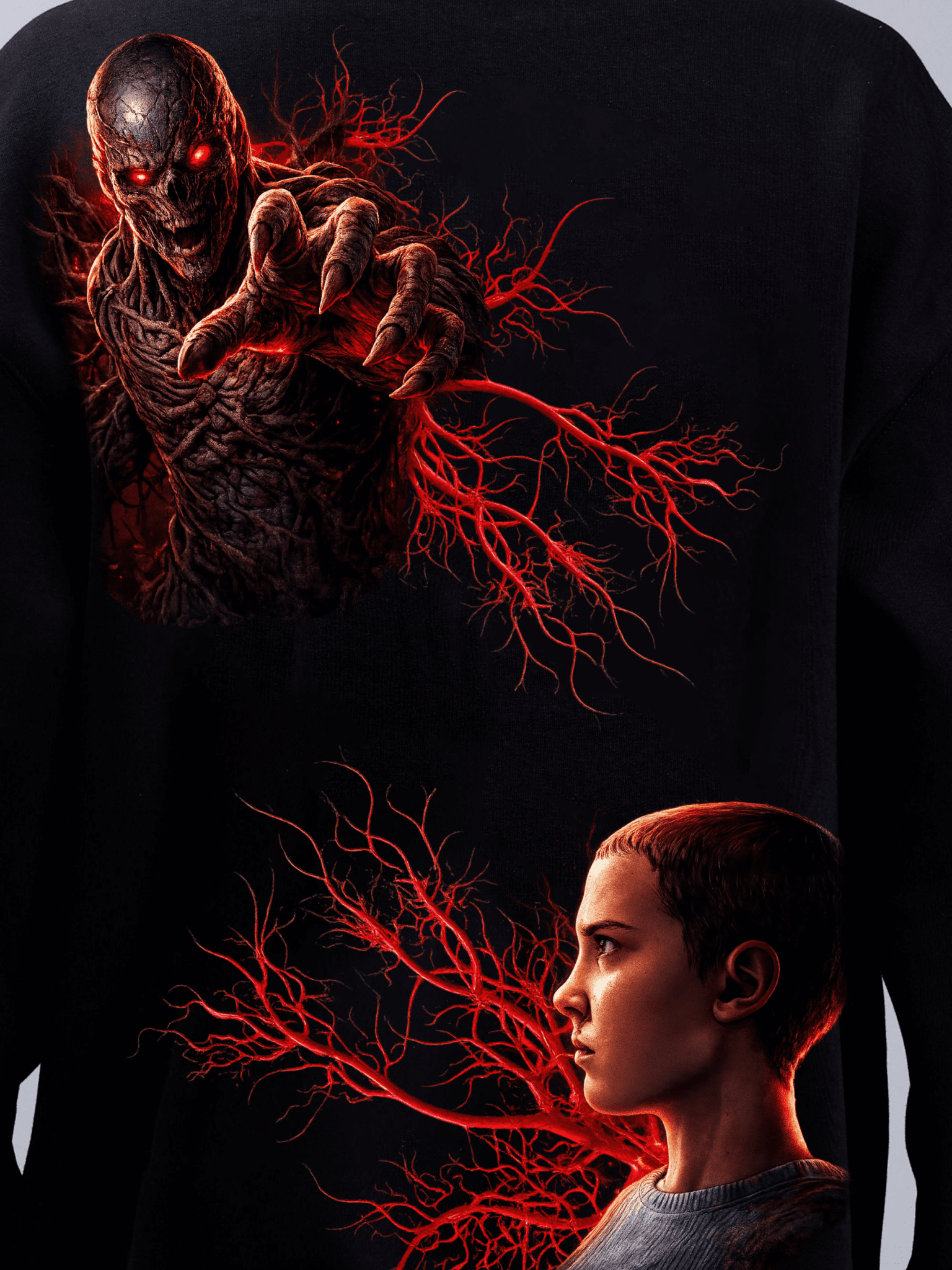 STRANGER THINGS OVERSIZE HOODIE BLACK - Hoodie