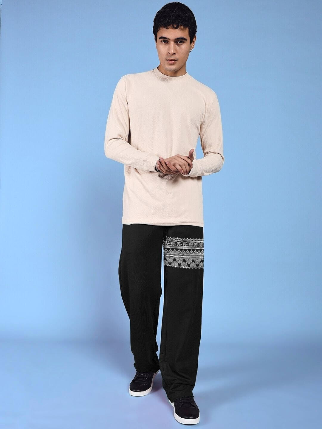 THAI TRADITIONAL PRINTED RELAXED FIT JOGGER BLACK - JOGGER