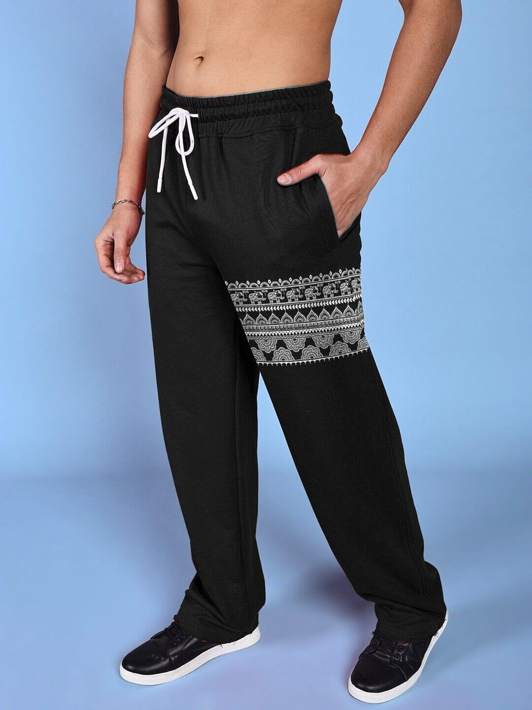 THAI TRADITIONAL PRINTED RELAXED FIT JOGGER BLACK with intricate patterns and modern style