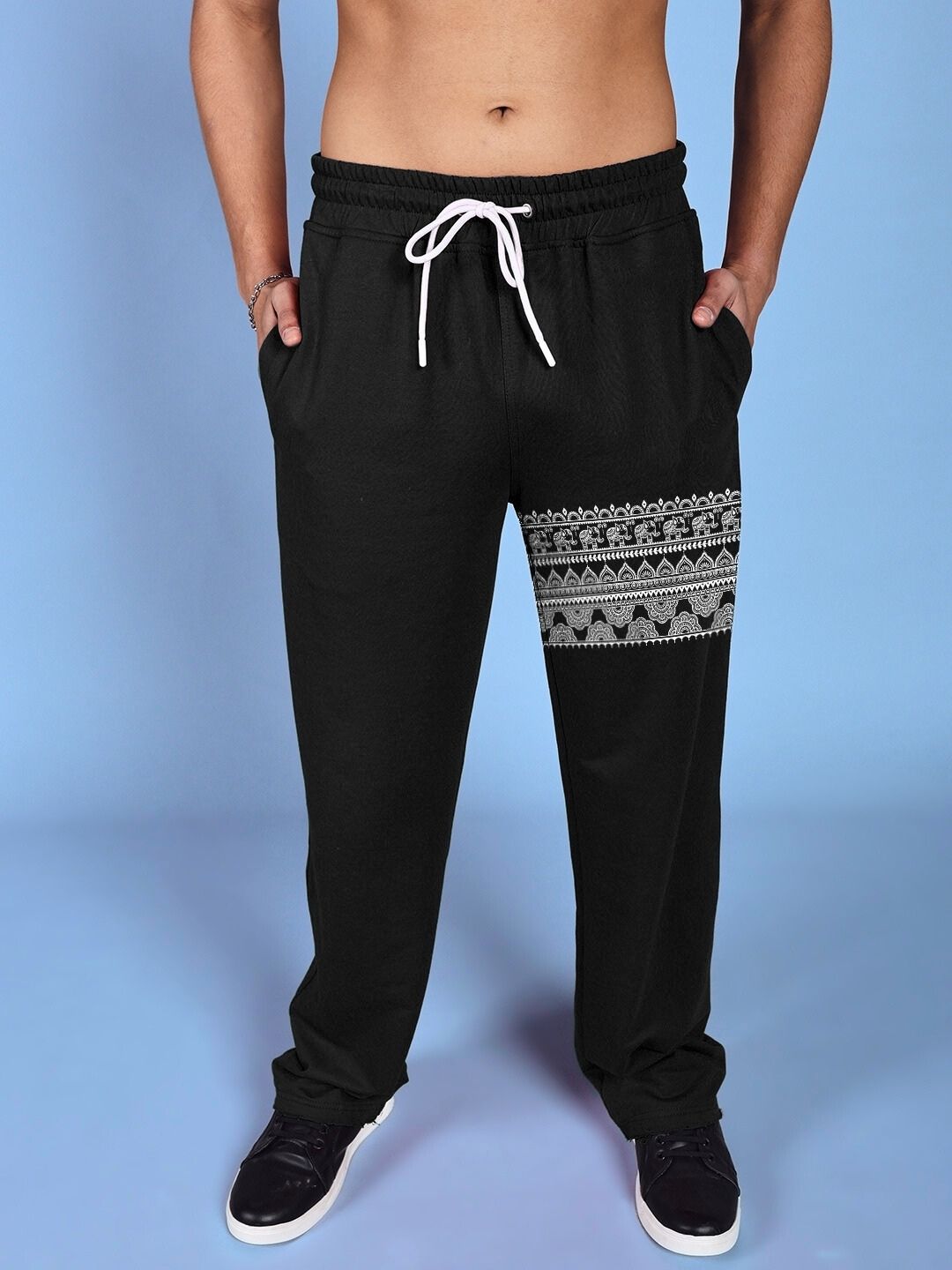 THAI TRADITIONAL PRINTED RELAXED FIT JOGGER BLACK displayed in stylish modern design
