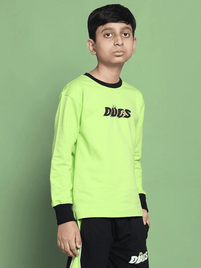 TILLY OVERSIZED SWEATSHIRT FOR BOYS GIRLS NEON GREEN - KIDS SWEATSHIRT
