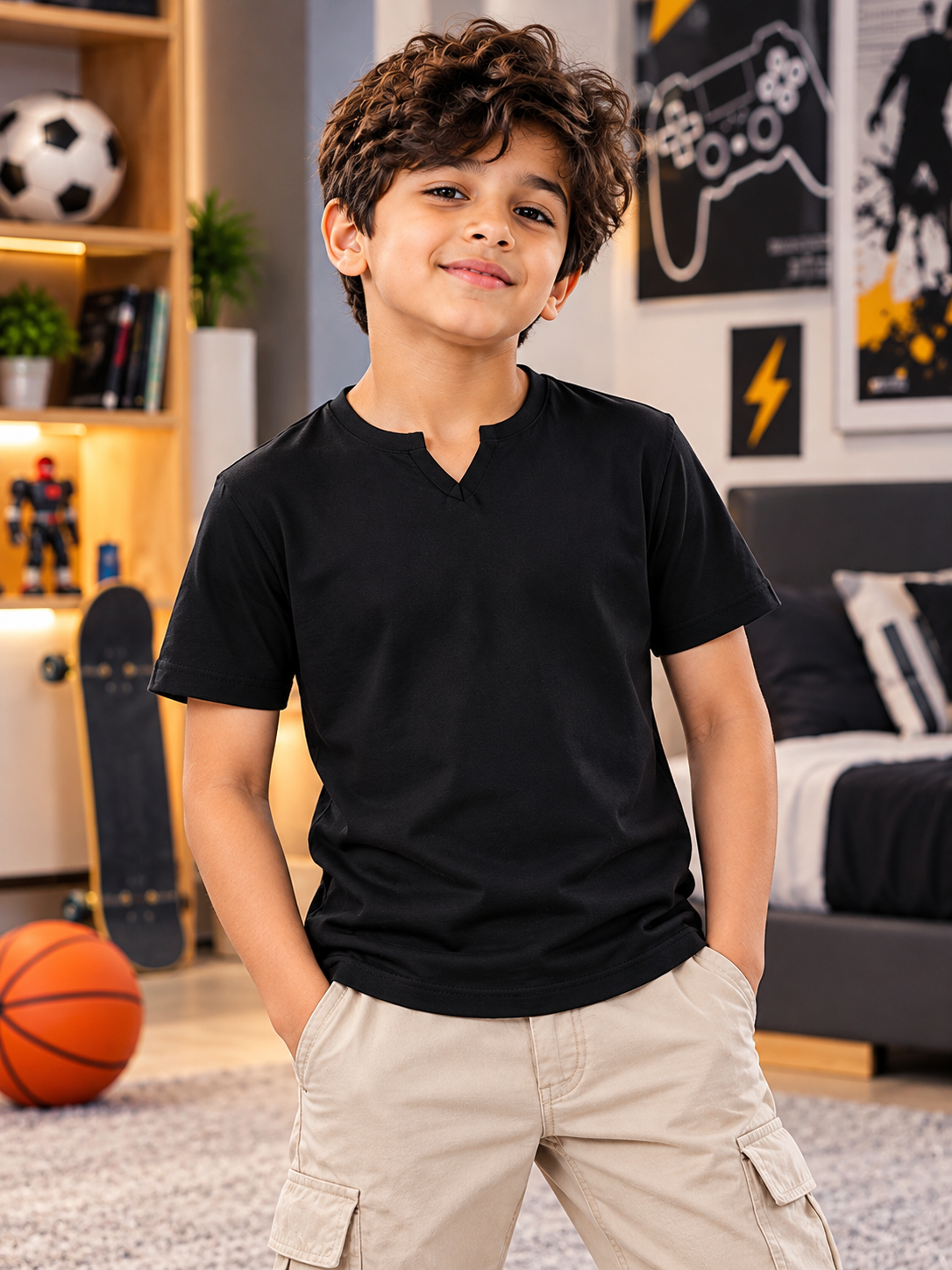 VIKING REGULAR T-SHIRT FOR BOYS GIRLS BLACK