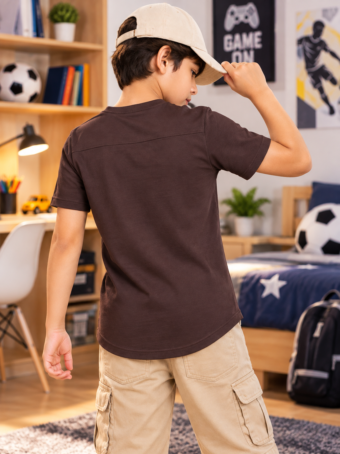 VIKING REGULAR T-SHIRT FOR BOYS GIRLS BROWN