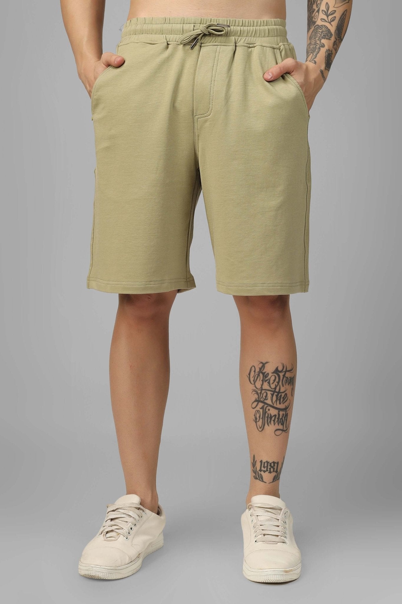 VINTAGE REGULAR FIT SHORTS GRAVEL GREEN - SHORTS