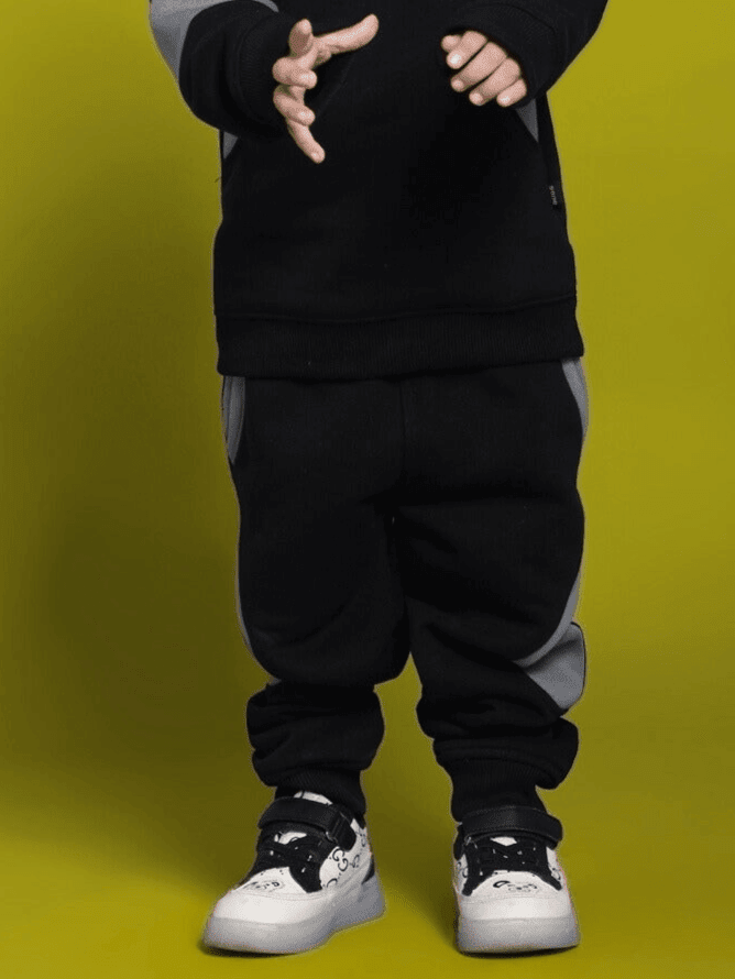 WD GORBCORE FLEECE COLORBLOCK PANT FOR BOYS GIRLS BLACK - KIDS JOGGER
