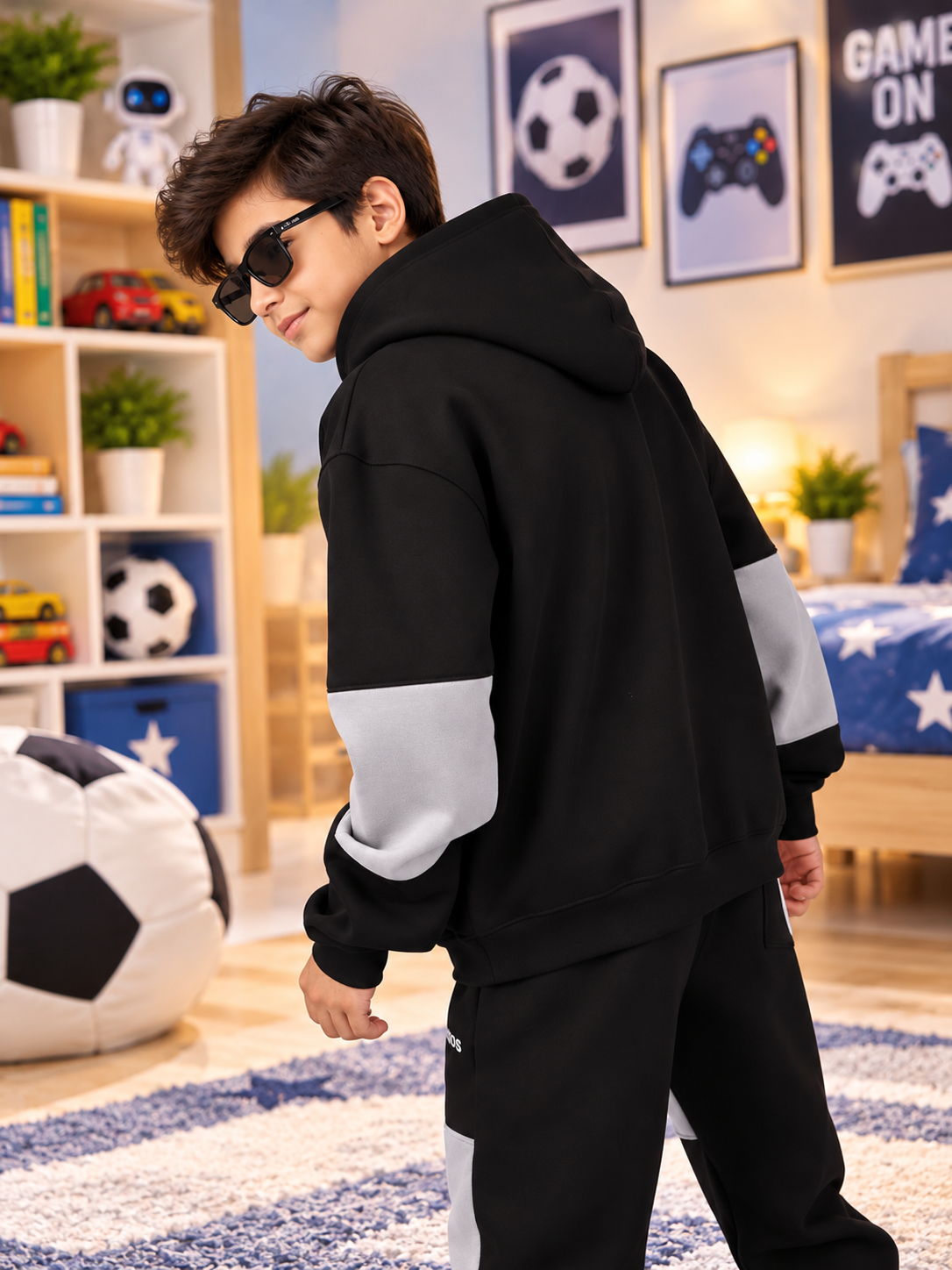 WD GORBCORE FLEECE CO-ORD FOR BOYS GIRLS BLACK GREY - Wearduds, view 3