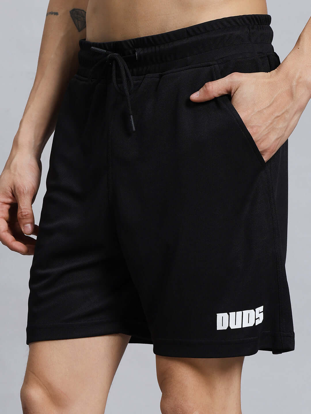 Alt Tag: WILY TACTICAL REGULAR FIT SHORTS MEN BLACK shown on a model, featuring comfortable and durable design for outdoor and casual wear.