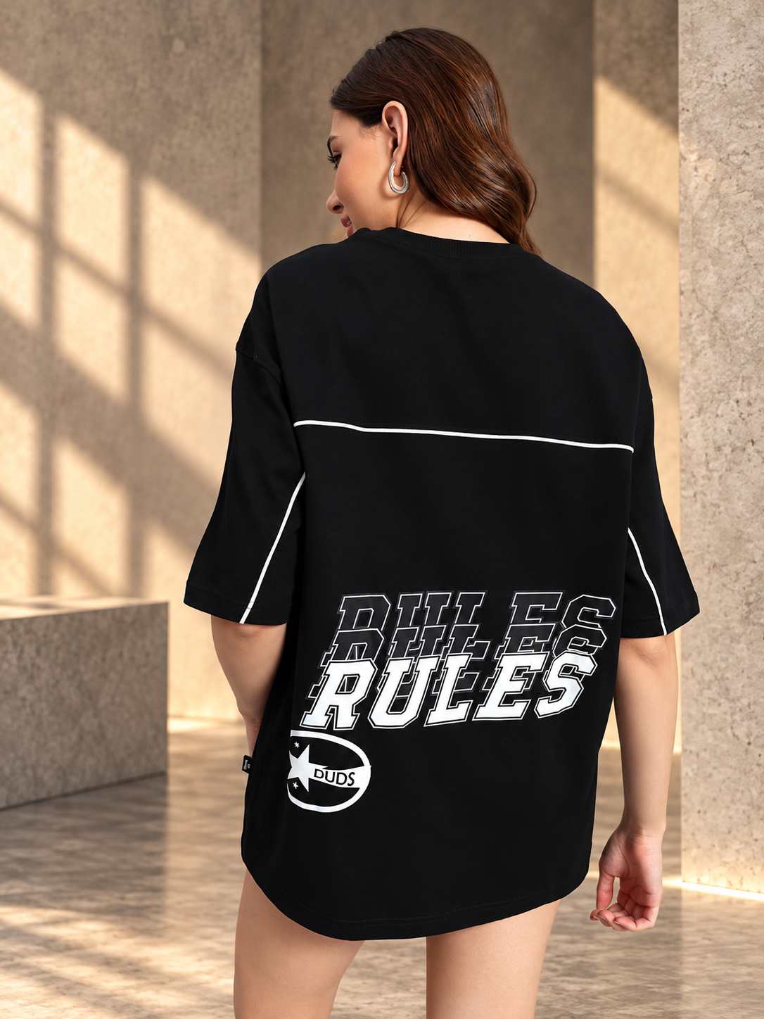 WOMEN GALAXY OVER-SIZED T-SHIRT BLACK