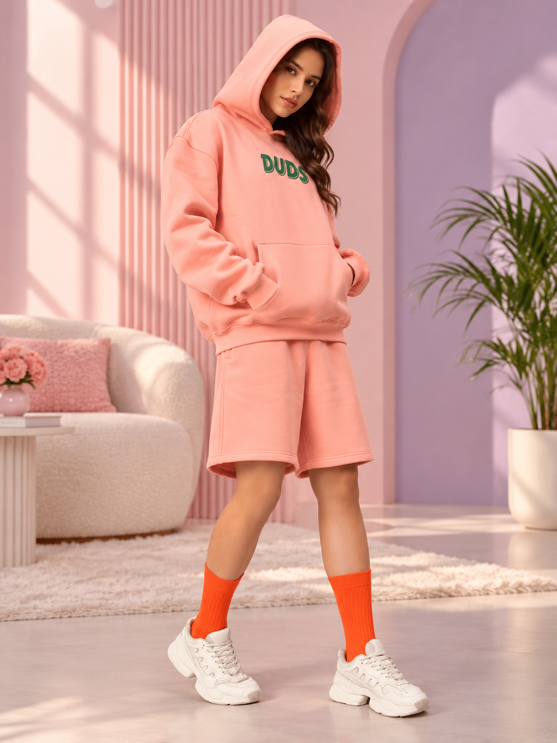 WOMEN JUDY NICK ZOOTOPIA FLEECE CO-ORD PEACH