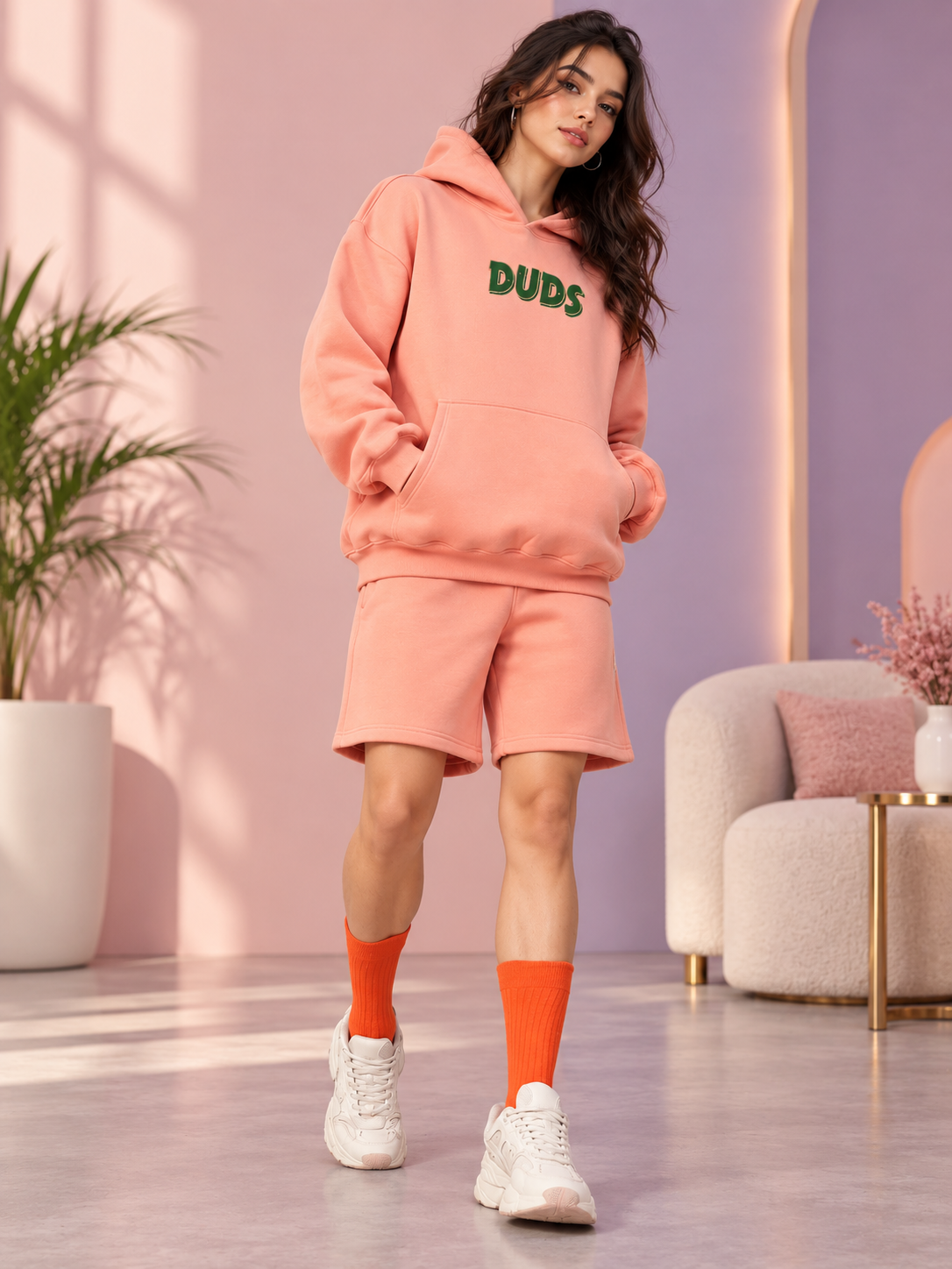 WOMEN JUDY NICK ZOOTOPIA FLEECE CO-ORD PEACH