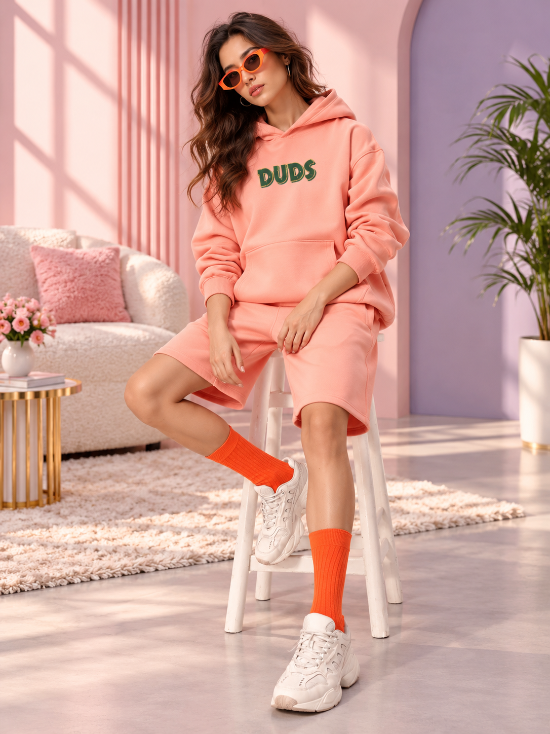 WOMEN JUDY NICK ZOOTOPIA FLEECE CO-ORD PEACH