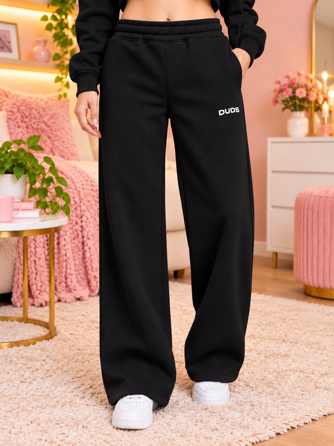 WOMEN MAKE IT HAPPEN FLEECE CO-ORD SET BLACK