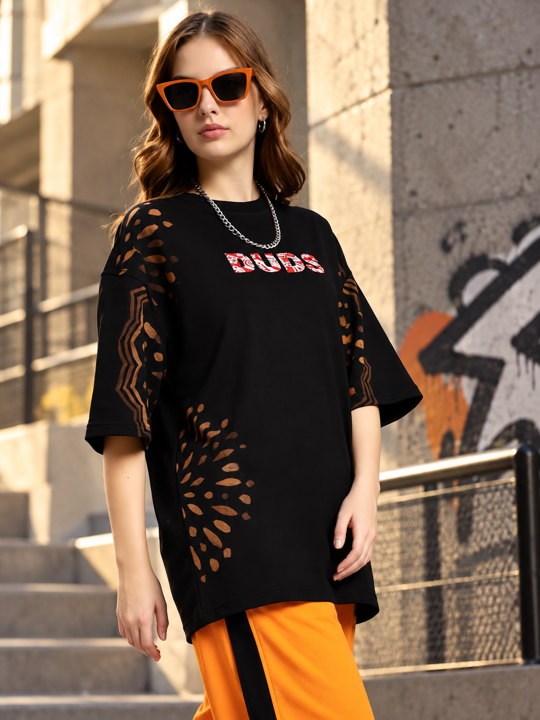 WOMEN SHADOW SWIRL TIE-DYE T-SHIRT BLACK - Wearduds, view 5