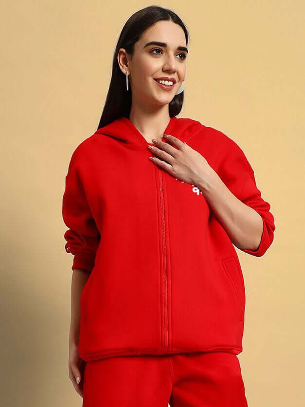 WOMENS A LOOK ATTITUDE FLEECE HOODIE RED - WOMEN'S HOODIE