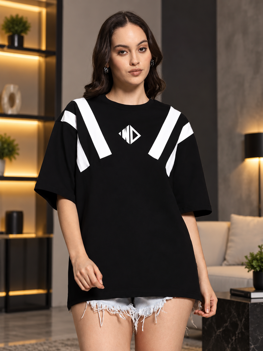 WOMEN'S ALLONZO OVER-SIZED T-SHIRT BLACK