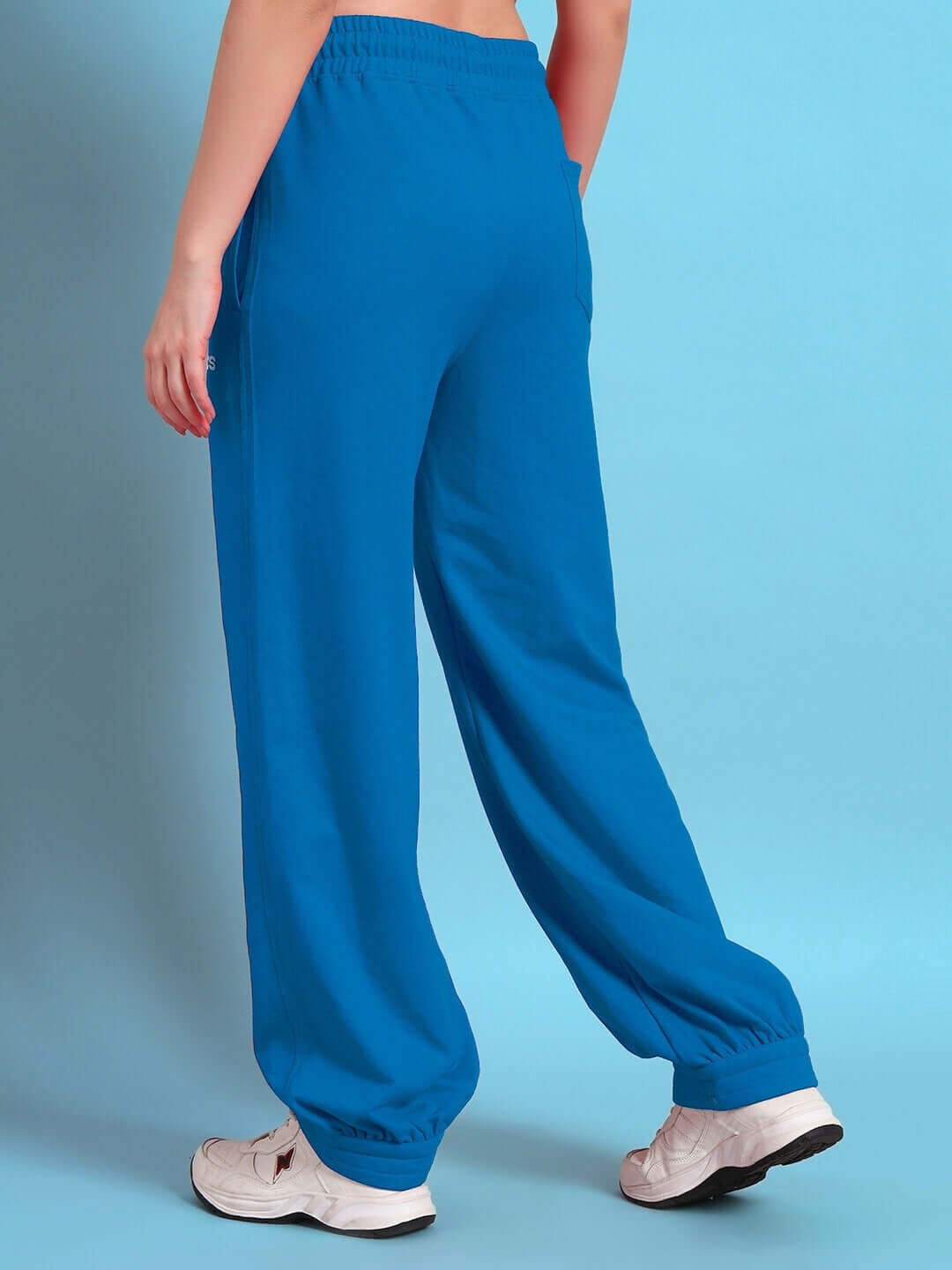Women's Austrian relaxed-fit joggers in blue, showcasing comfortable loose fit, perfect for casual wear.