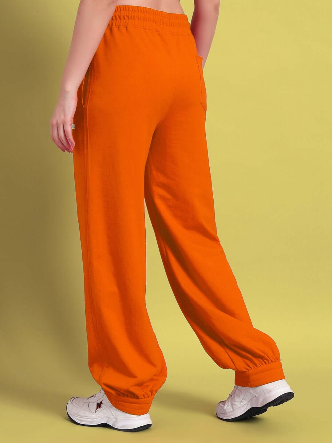 WOMENS AUSTRIAN RELAXED-FIT JOGGERS ORANGE, back view showcasing vibrant color and comfortable fit ideal for casual wear.