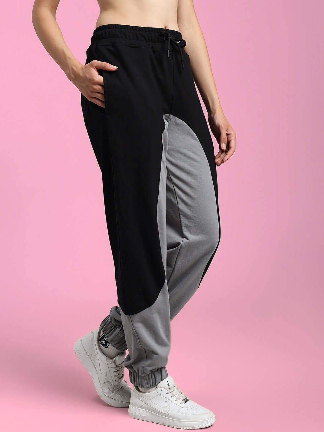 WOMENS BERLIN RELAXED FIT JOGGERS BLACK GREY, stylish and comfortable joggers for everyday wear