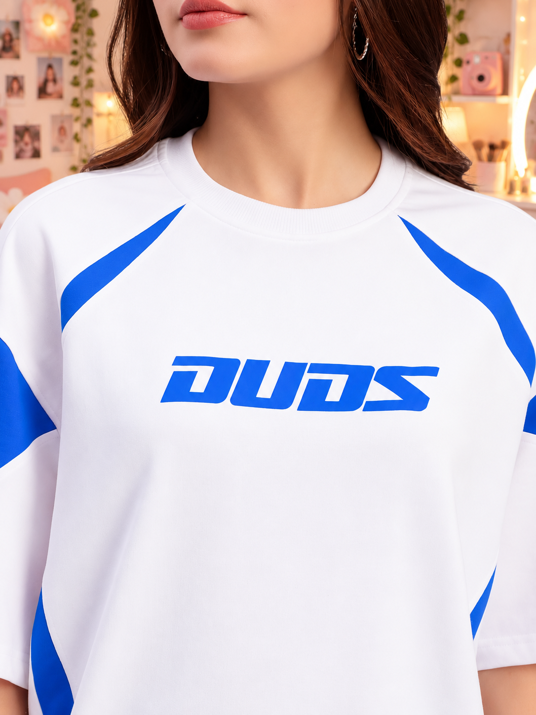 WOMEN'S CANDOR OVER-SIZED T-SHIRT WHITE BLUE - Wearduds, view 5