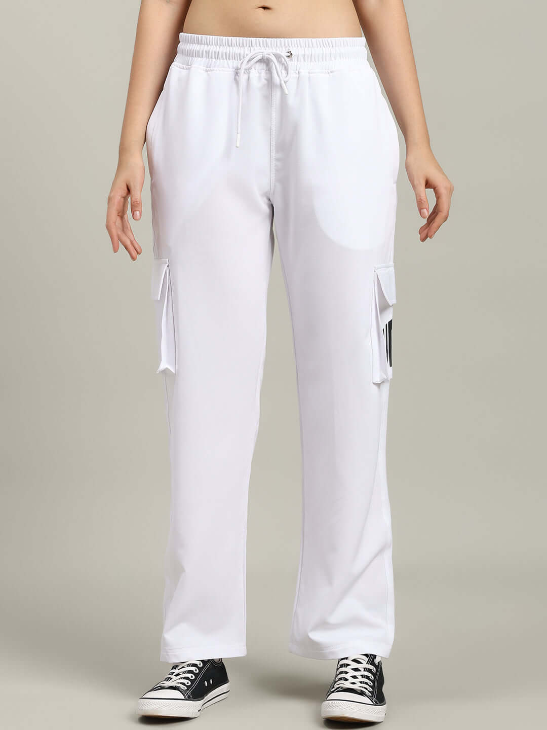 WOMEN'S CARMINE RELAXED FIT JOGGER WHITE displayed, featuring comfortable and stylish design.