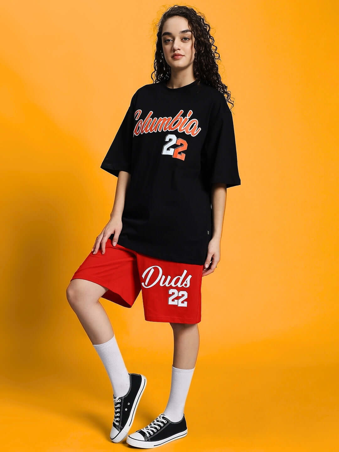 WOMEN'S COLUMBIA 22 PRINT SUMMER CO-ORD SET BLACK RED, trendy summer outfit for women.