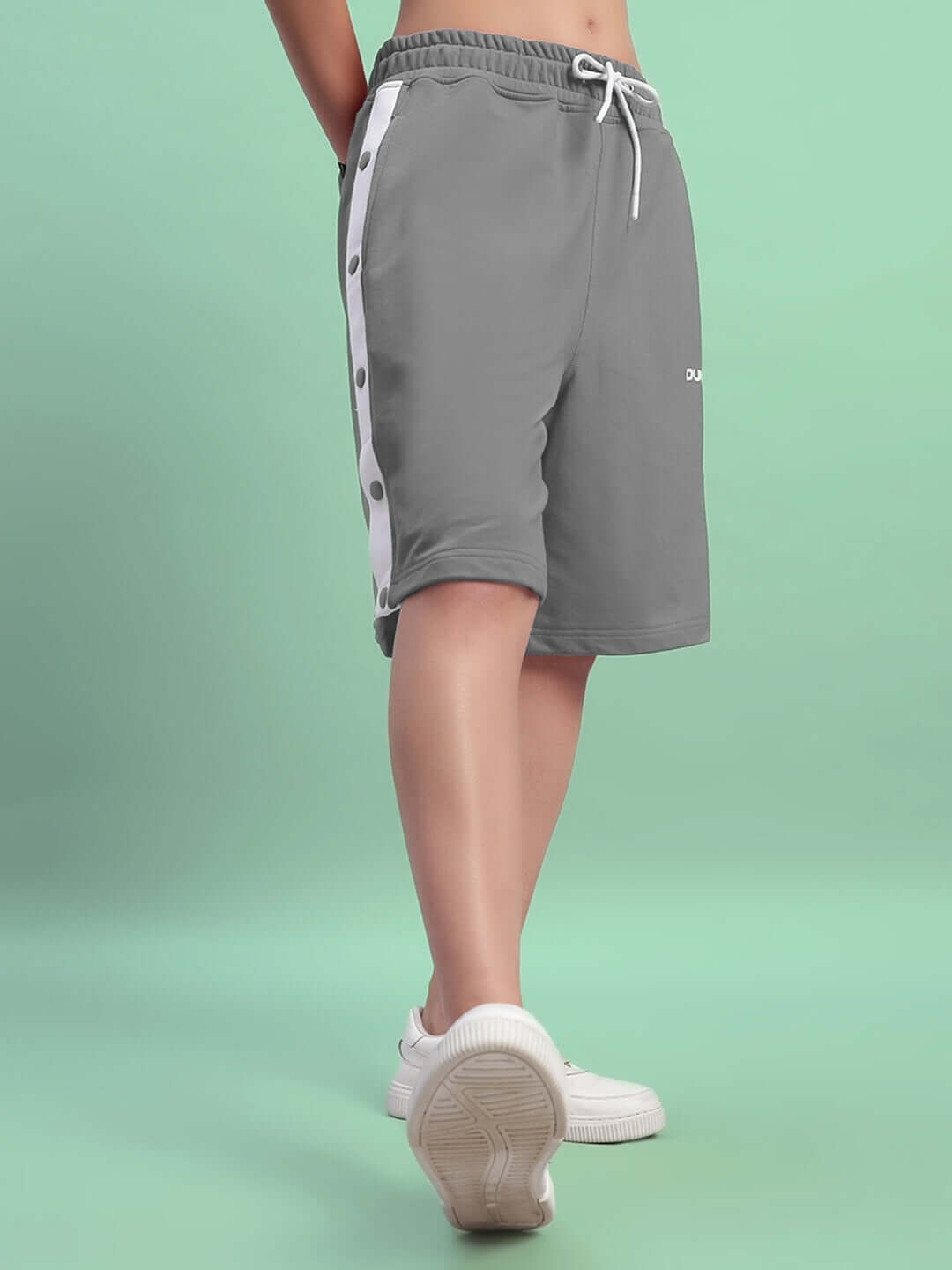 Women's Ezel Regular Fit Grey Shorts with customizable size option and handmade dedication for perfect fit and style.