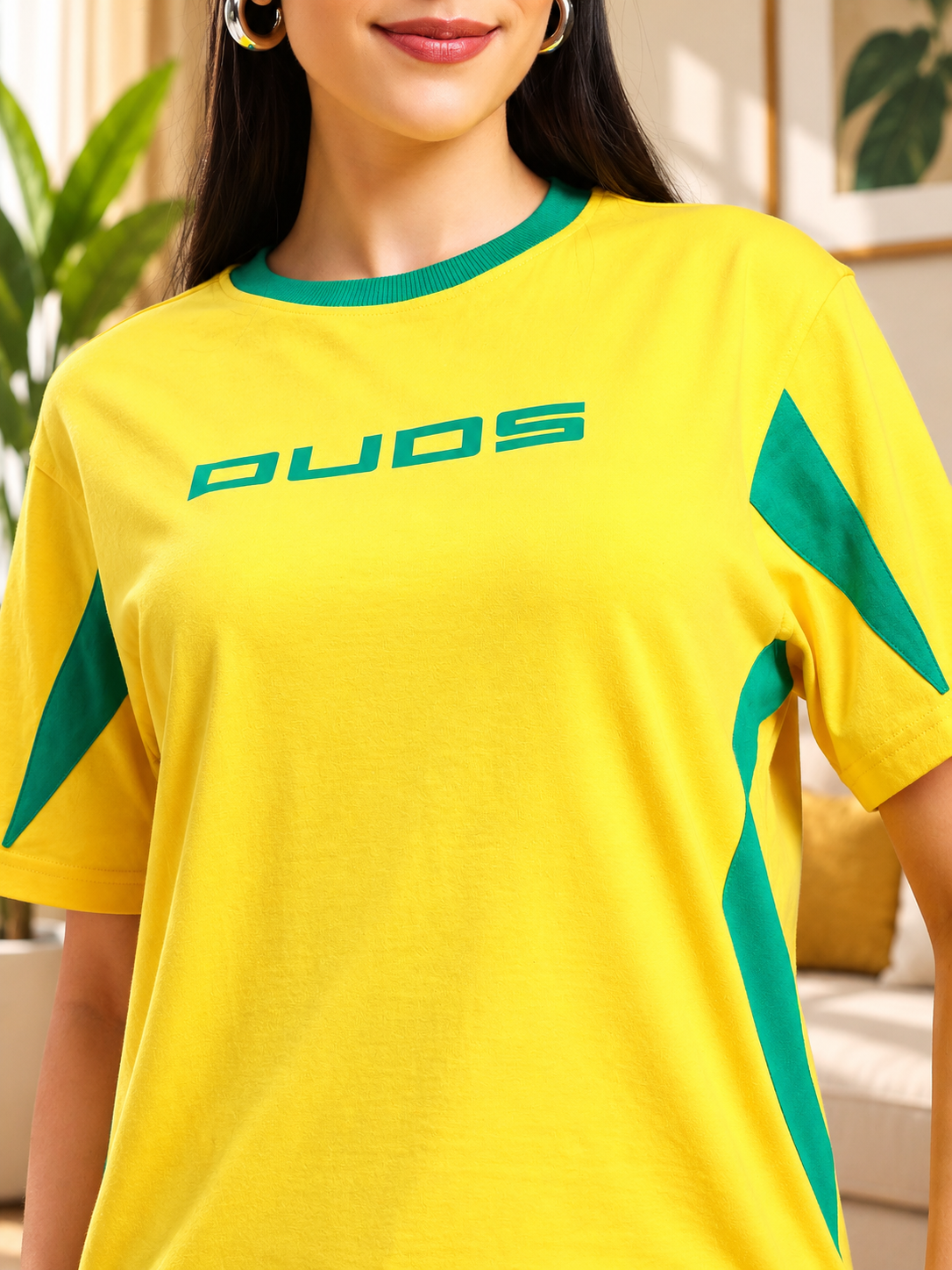 WOMEN'S JUMPY REGULAR FIT T-SHIRT YELLOW-GREEN