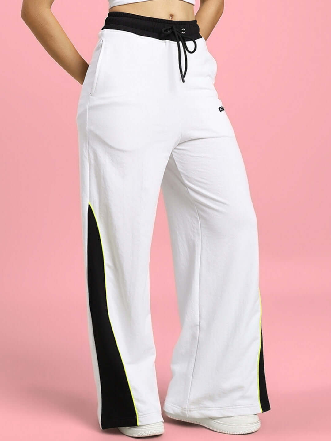 Women's Larissa White-Black Relaxed-Fit Joggers