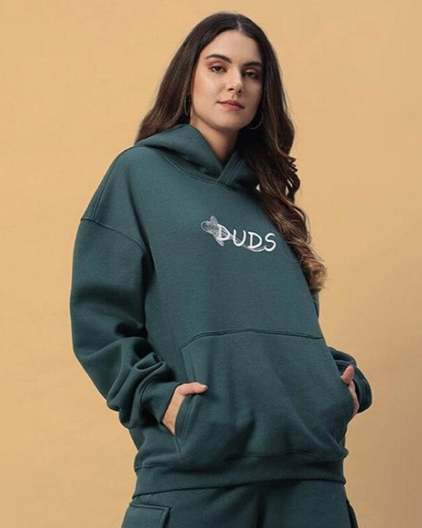 WOMENS LEOPARD SHARK FLEECE HOODIE TEAL GREEN - WOMEN'S HOODIE