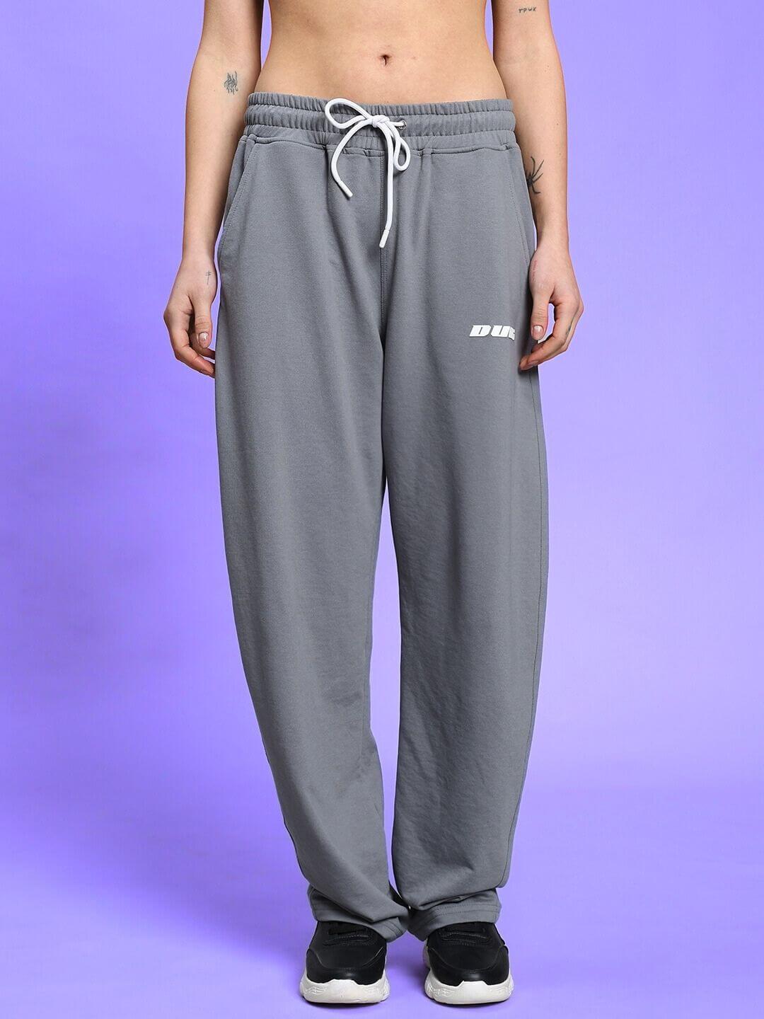 Woman wearing WOMEN'S LIA CO-ORD SET BLACK GREY sweatpants from WEAR DUDS.