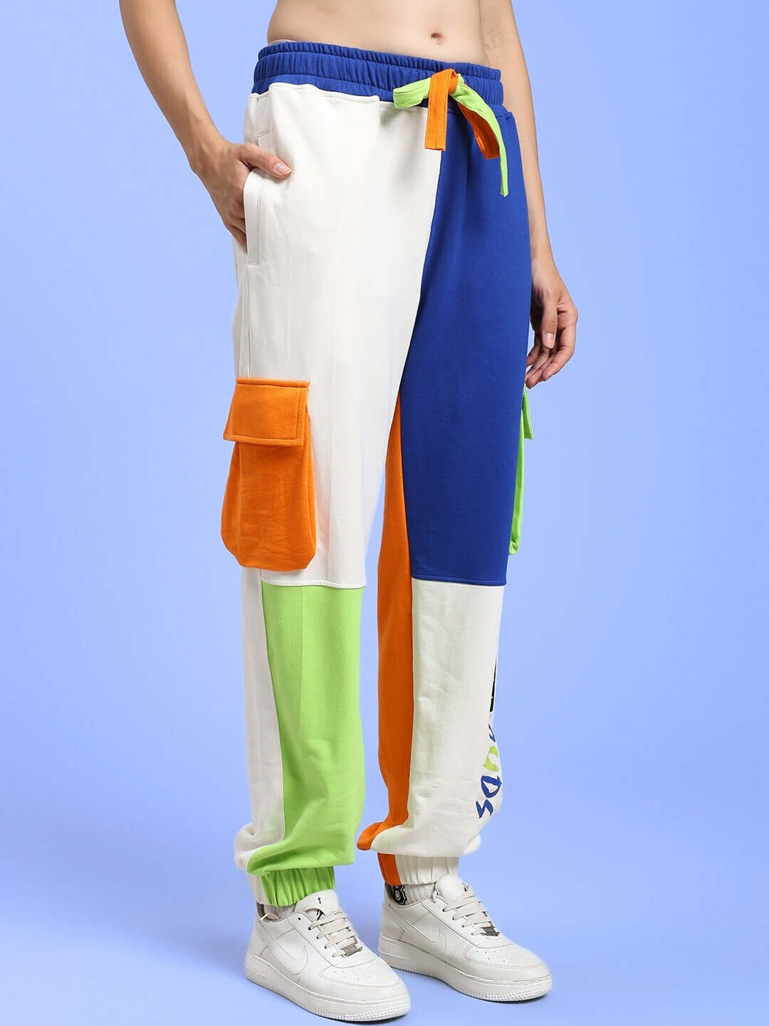 Women's multi pocket colorblock joggers, relaxed-fit with vibrant colors, perfect for casual wear, tailored by DUDS.