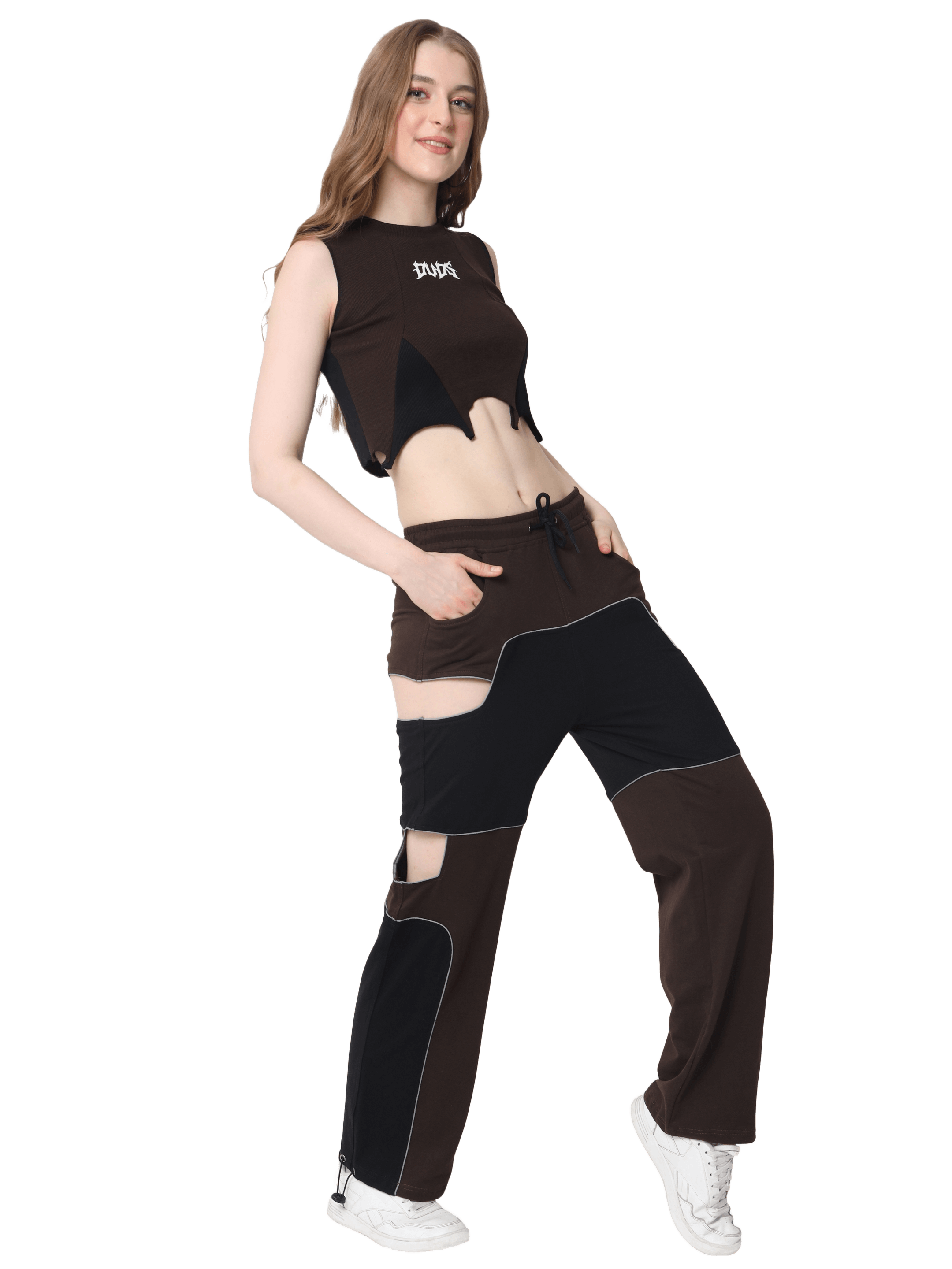 Women's Oddy Co-Ord Set in Brown, featuring a modern design with premium cotton fabric, perfect for a stylish and comfortable look.