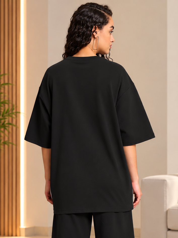 WOMEN'S OUTLOOK OVER-SIZED T-SHIRT BLACK - Wearduds, view 3