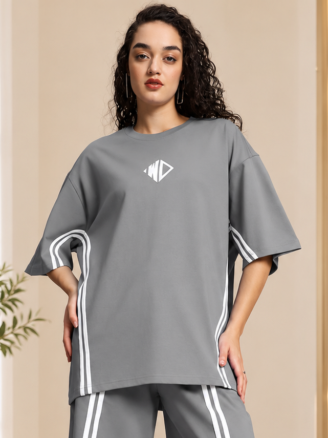 WOMEN'S OUTLOOK OVER-SIZED T-SHIRT GREY - Wearduds, view 1
