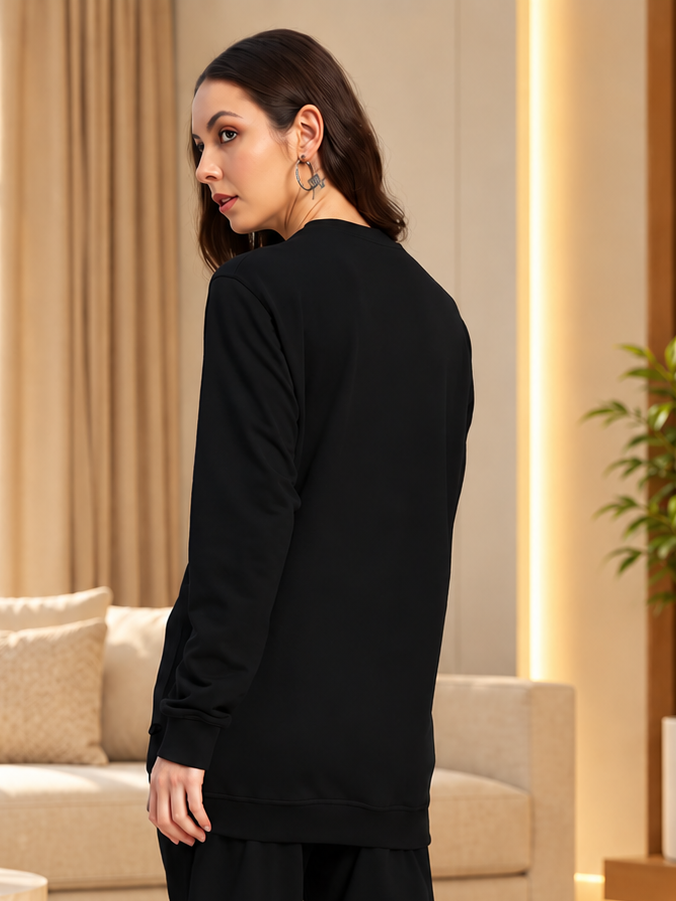 WOMEN'S OUTLOOK SWEATSHIRT BLACK WITH WHITE STRIPE - Wearduds, view 3
