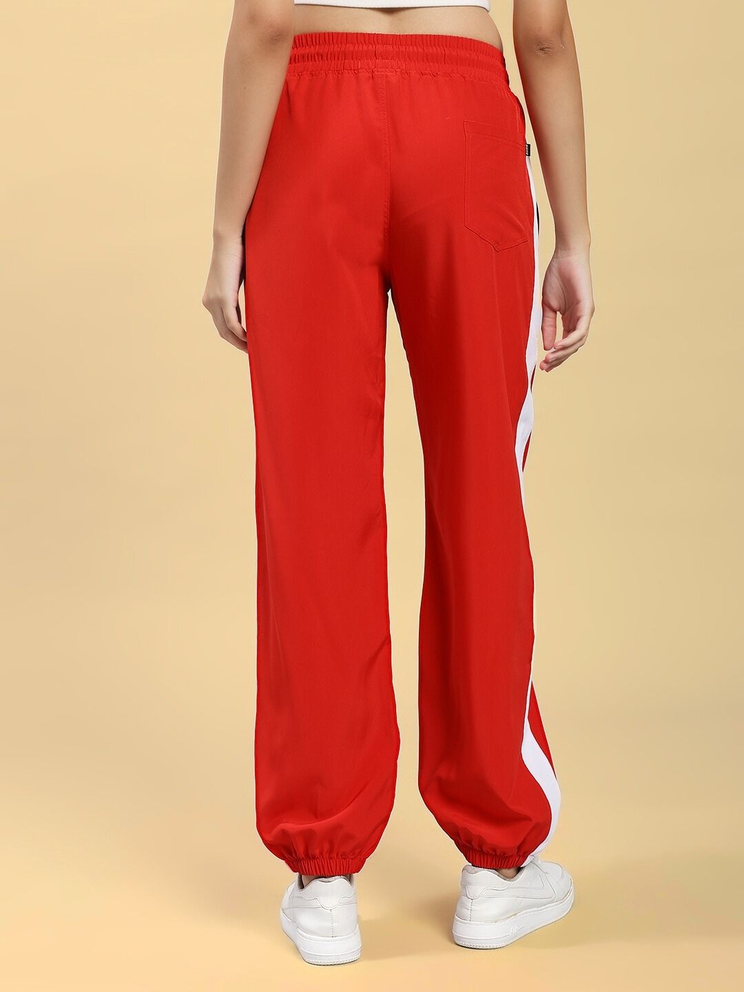 Back view of WOMEN'S ROYAL COMFORT RELAXED FIT JOGGER RED showing relaxed fit and vibrant color, suitable for casual wear.