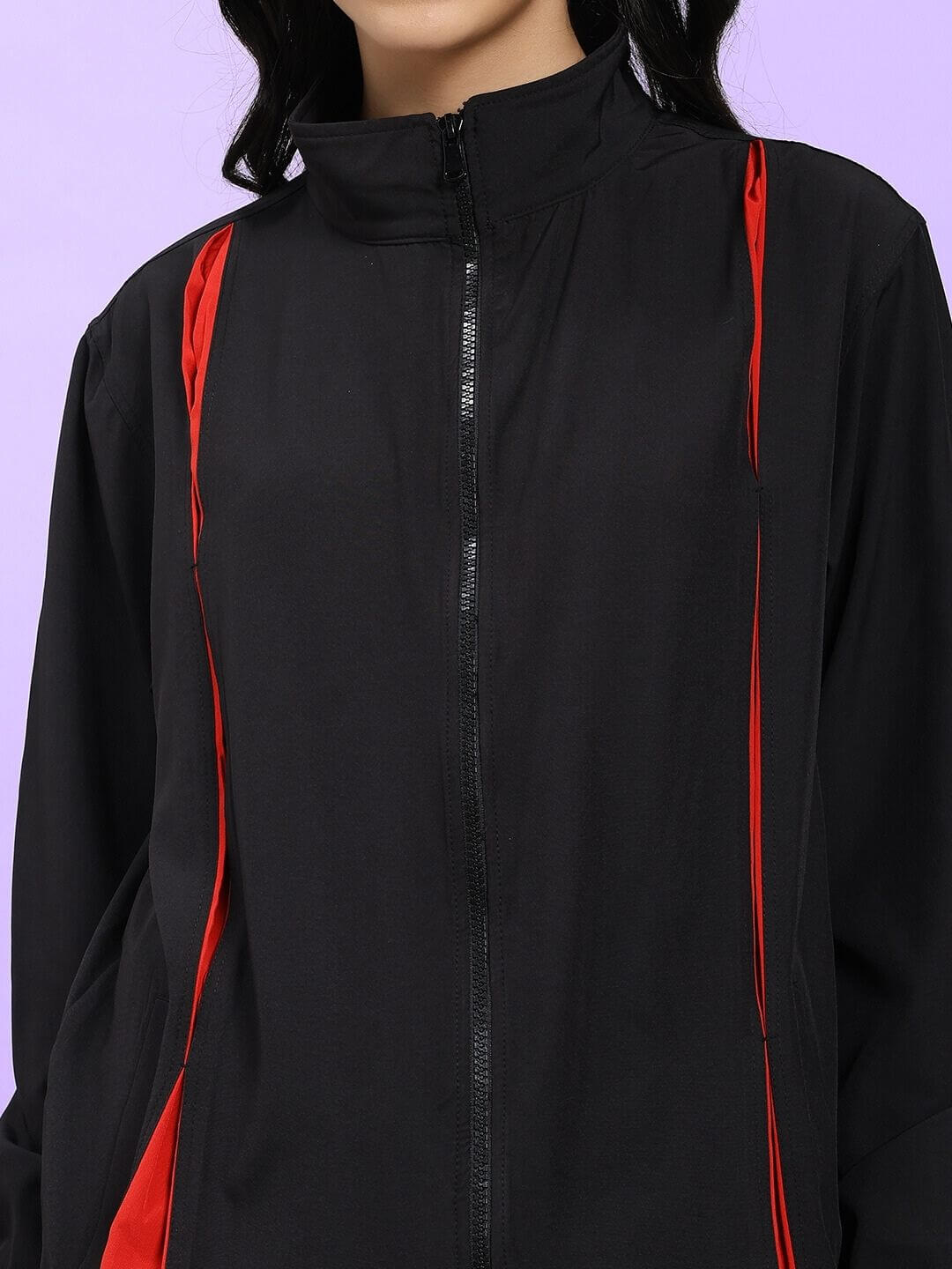 WOMEN UNISON RELAXED FIT JACKET BLACK RED - JACKET