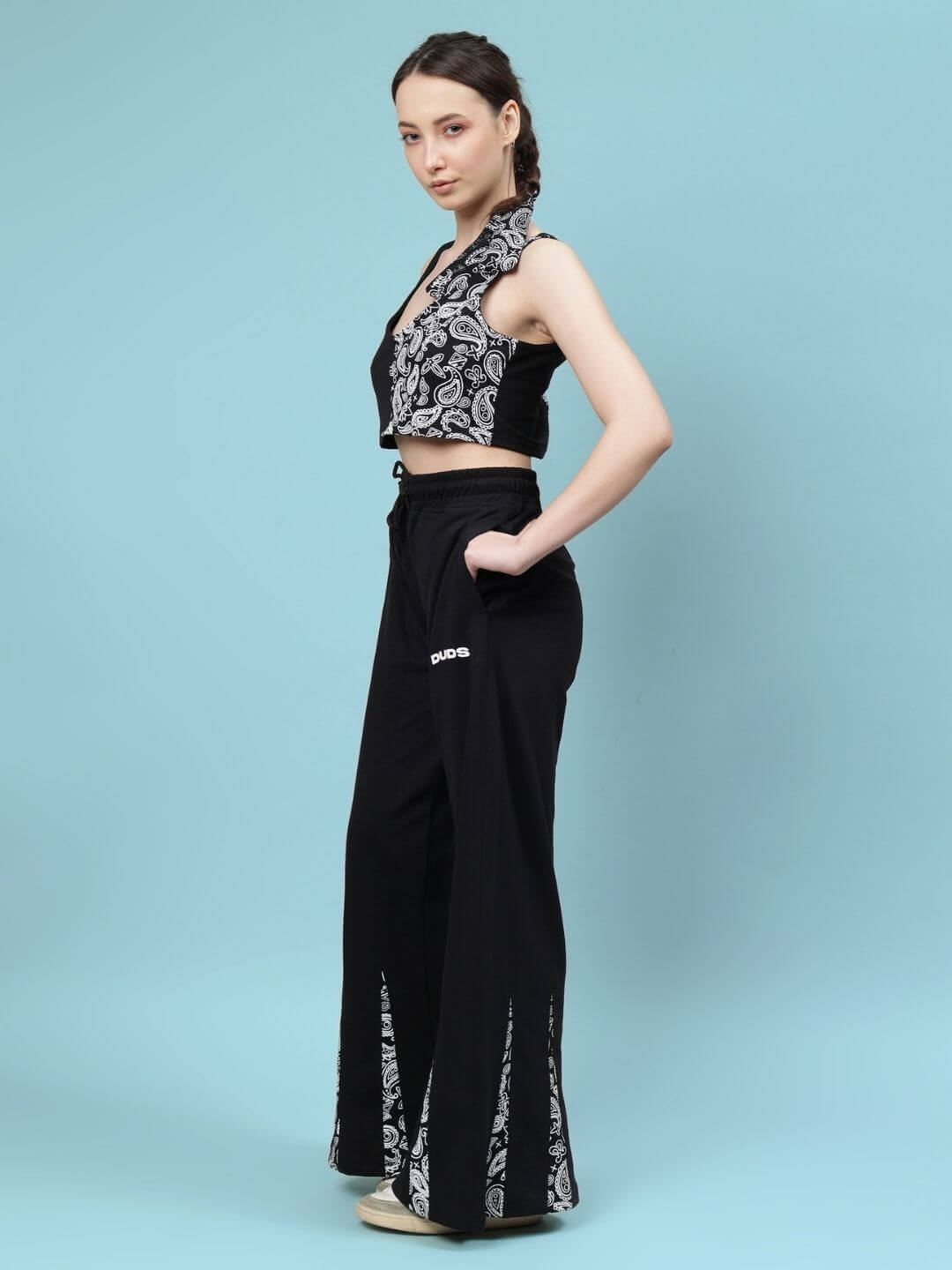 Women's Ziya Co-ord Set in black, featuring premium cotton fabric, stylish design, and comfortable fit. Perfect for modern fashion trends.