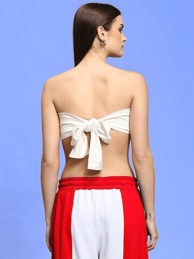 WOMEN'S AZORA BANDEAU COTTON TOP RED - TOP