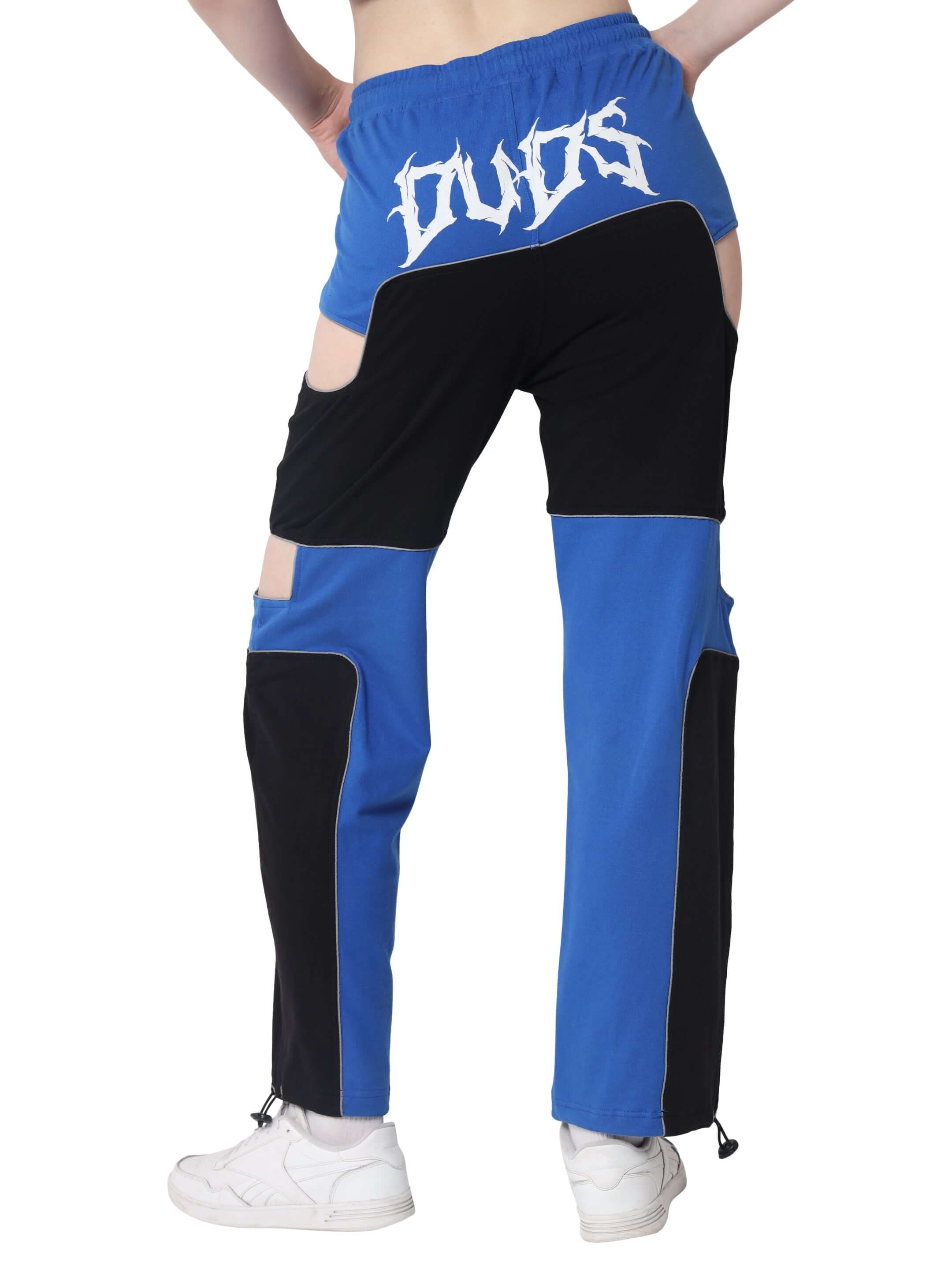 Women's Oddy Co-Ord Set in Blue and Black, featuring premium cotton fabric with reflector, designed for stylish comfort.