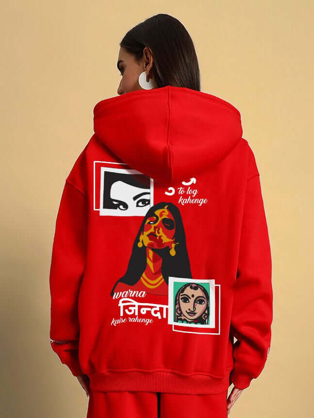 WOMENS A LOOK ATTITUDE FLEECE HOODIE RED - WOMEN'S HOODIE