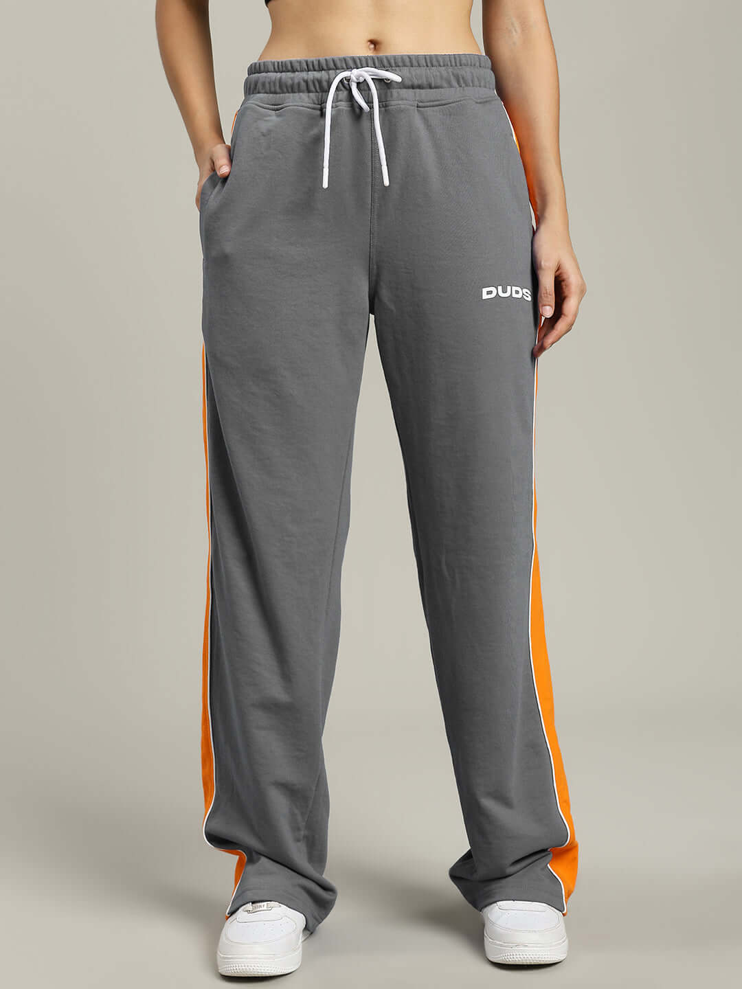 WOMENS SANFORD STRIPE JOGGERS GREY with side stripes, cozy and stylish.
