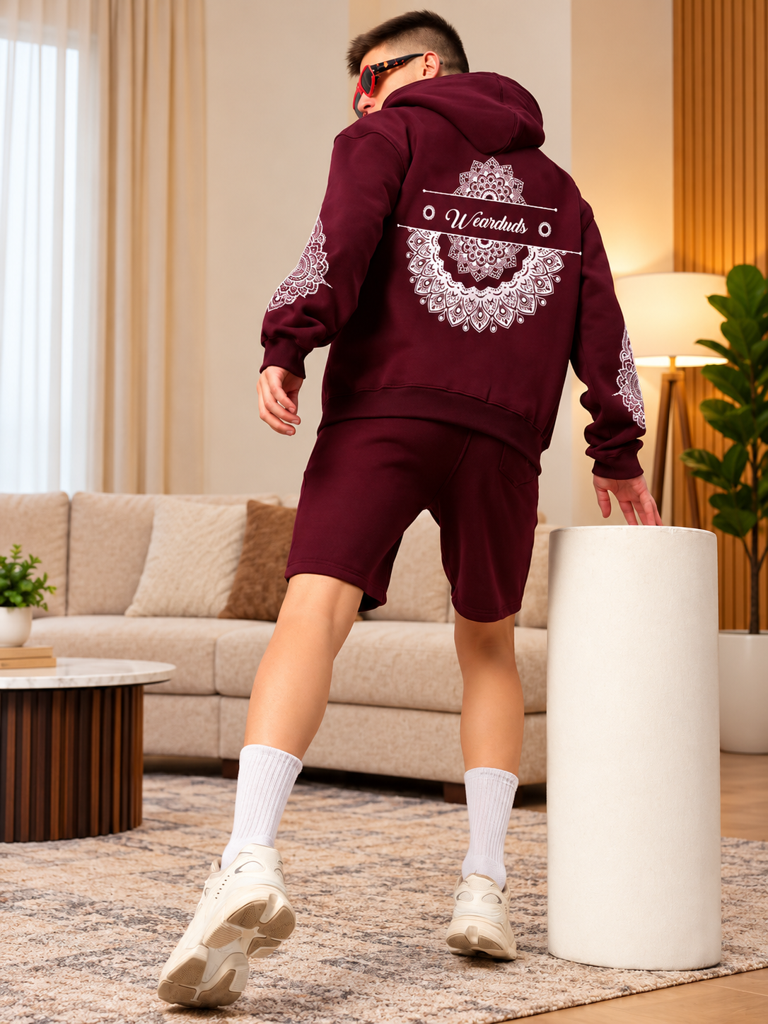 WEARDUDS YANTRA FLEECE SHORTS WINE - Wearduds, view 6