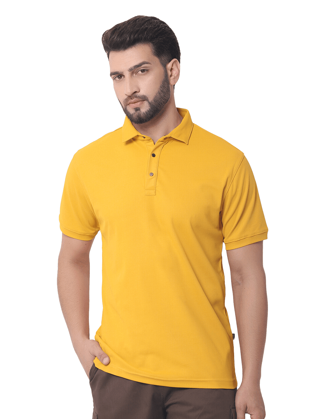 YELLOW POLO NECK HALF SLEEVES T - SHIRT - Polo T-shirt