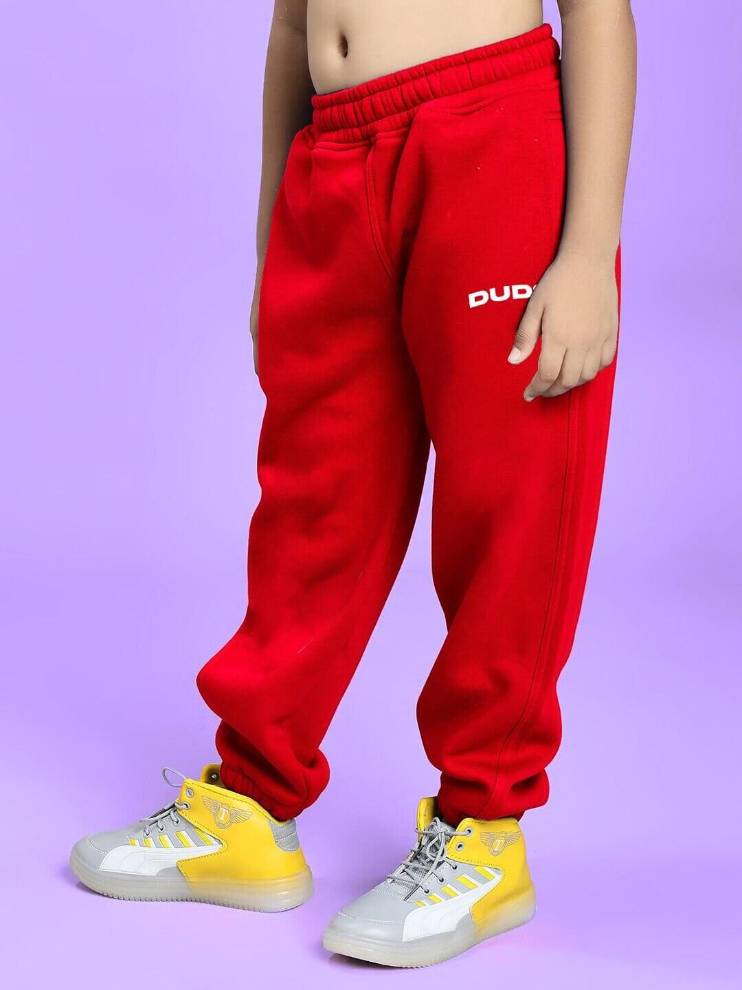 ZENO RELAXED FIT FLEECE JOGGER FOR BOYS AND GIRLS RED - KIDS JOGGER