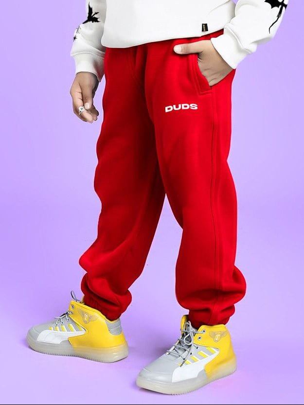 ZENO RELAXED FIT FLEECE JOGGER FOR BOYS AND GIRLS RED - KIDS JOGGER