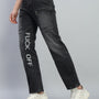 FUCK OFF REGULAR FIT DENIM JEANS (BLACK)
