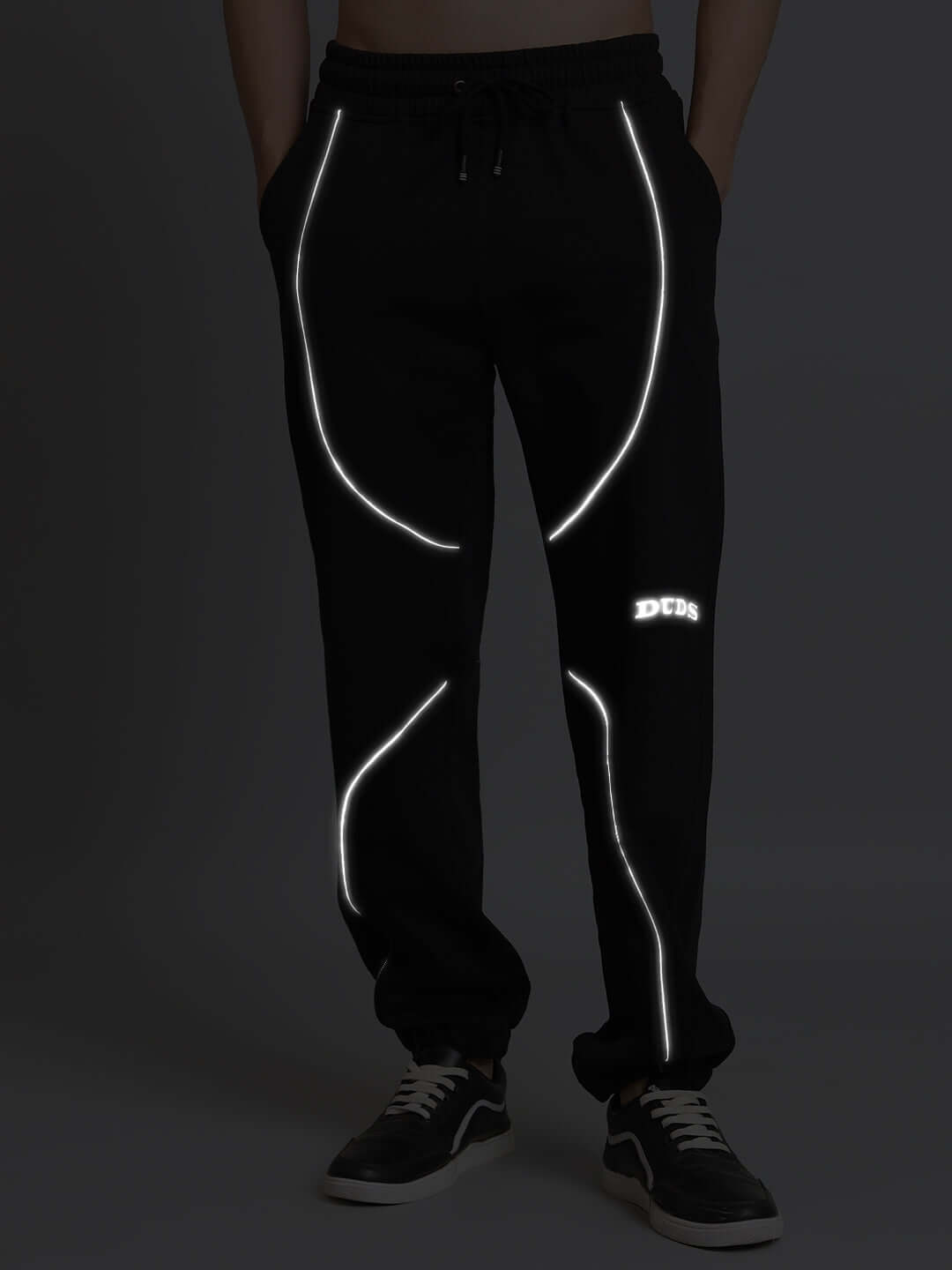 ARMOR Reflector Fleece Jogger in black featuring reflective detailing, designed for style and comfort.